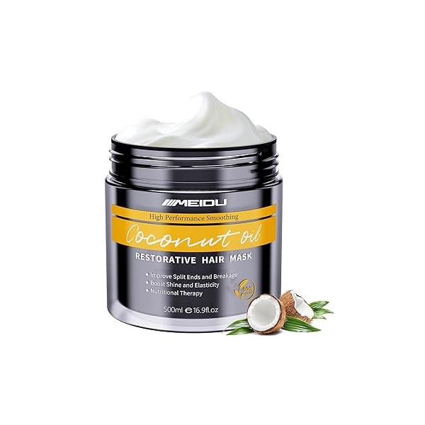 MEIDU Hair Mask - Conditioning Masque for Dry Damaged or Colored Repair Deep Hydrating Moisturizing Nourishing with Keratin & Coconut Oil (16.9 Fl Oz)