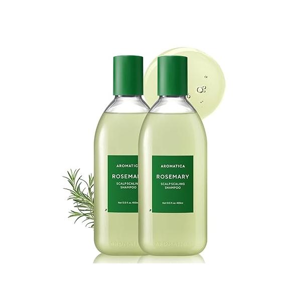 AROMATICA Rosemary Scalp Scaling Shampoo - Thinning Hair Loss Natural Essential oil for Women Vegan Growth Biotin Korean Free from Sulfate, Silicone, and Paraben (13.53 oz)