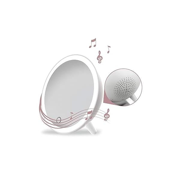 Aduro Vanity Mirror Makeup With Lights And Wireless Speaker, U-reflect Plus Audio Home Beauty LED Travel Smart Mirror, Compact Rechargeable