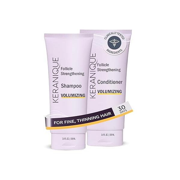 Keranique Shampoo and Conditioner - Volumizing Set for Fine, Thinning Hair Fuller Growth Keratin Enriched, Volume Thickening, Sulfate-Free, Color-Safe, Anti-Aging