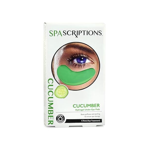 SpaScriptions Underyes Treatment Hydrogel Cucumber Hydrating Under Eye Pads for Dark Circles and Puffy Eyes- 4 Pairs