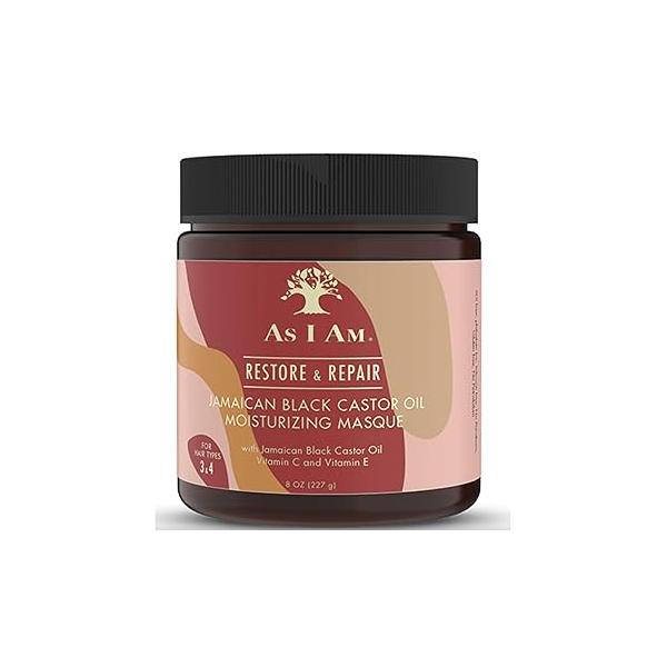 As Am JBCO Masque - 8 ounce Deep Conditioning & Hydration Repairs and Restores Scalp Health Vegan Cruelty Free Enriched with Nano Jamaican Black Castor Oil, Vitamin C, E, Red
