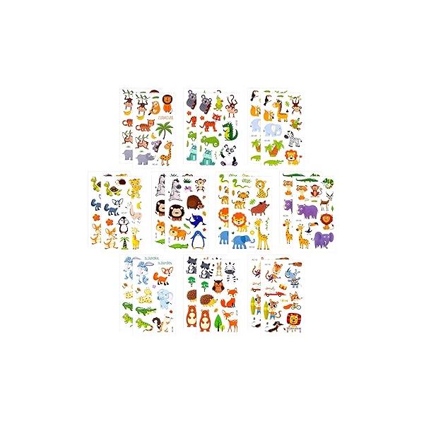 Animal Temporary Tattoos for Kids 20 Sheets, Safari Tattoo Stickers Jungle Party Favors, Printable Paper, Waterproof Birthday Supplies Decorations Boys Girl Face Arm Body