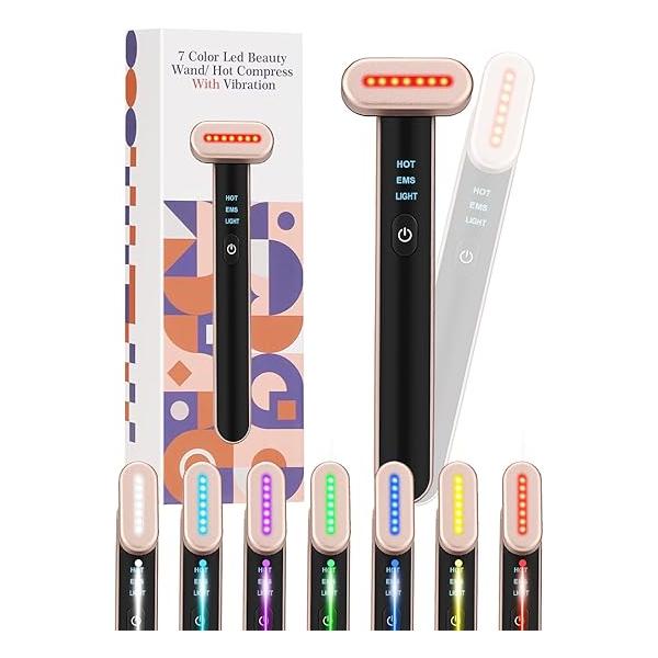 Acne Light Therapy Wand Red for Face Microcurrent Facial Device, True Beauty Glow Massager Lymphatic Drainage