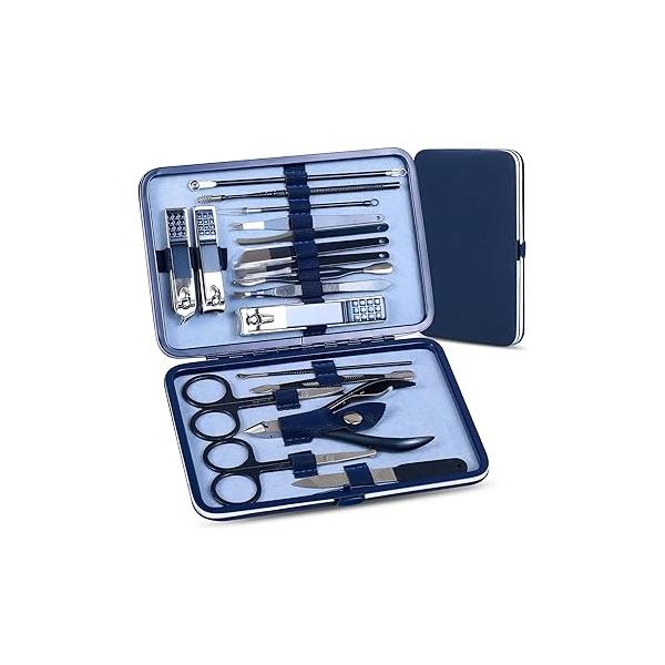 Nail Clippers Sets High Precisio Stainless Steel Cutter Pedicure Kit File Sharp Scissors and Clipper Manicure Fingernails & Toenails with Portable Stylish case (Black)