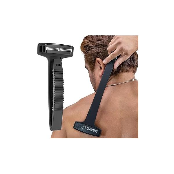 Bearback Back Shaver for Men - DIY Razor with Pivoting Triple Blades & Folding Handle Wet or Dry Body Hair Removal