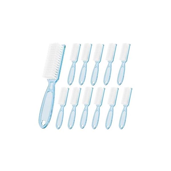 12 Pcs Handle Grip Cleaning Brushes, Hand Fingernail Nail Scrub Manicure Brush Pedicure Brush, Use for Toe and Nails (Clear Pink)