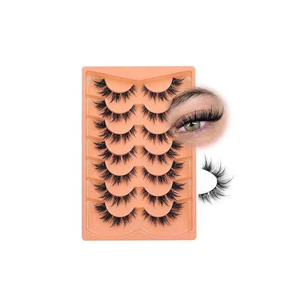 Natural False Eyelashes Wispy Lashes 17mm that Look Like Lash Extensions 7 Pairs Volume Eye Multipack by Focipeysa