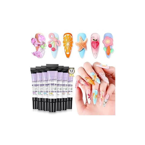 SAVILAND SSPro X 3D Nail Gel: 30g Super Strong Molding No Wipe Clear Sculpting Gel for Art Sculpture Drawing Painting Carving Decoration Rhinestone Glue Home Salon Manicure DIY