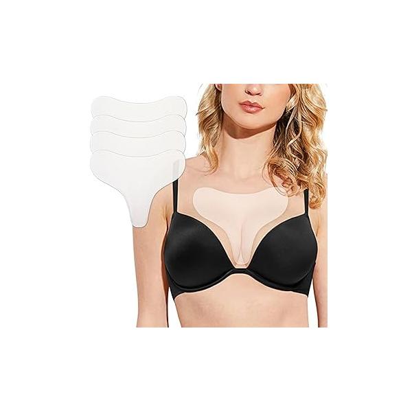 4 Pcs Silicone Chest Wrinkle Patches, Extra Large Reusable Anti-Aging Pads, Patch for Deep Fine Line & Treatment, Overnight Medical Grade Pad Women, Skin Hydration