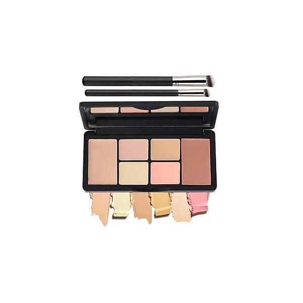 6 Colors Correcting Concealer Palette, In 1 Contour Palette with 2 Packs Brush, Makeup Contouring Foundation Color Corrector for Dark Circles, Blemish, Acne