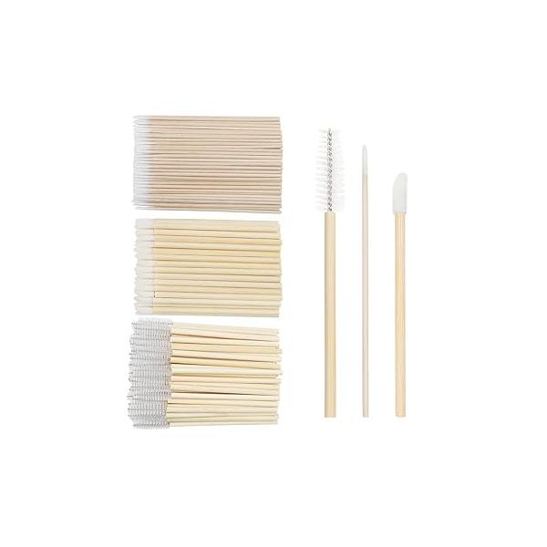 300 PCS Eyelash Extension Supplies Kit Disposable Micro Swab Brush Eyebrow Spoolies Lip Stick Mascara Wand Applicator Makeup Tool (Purple Sets)