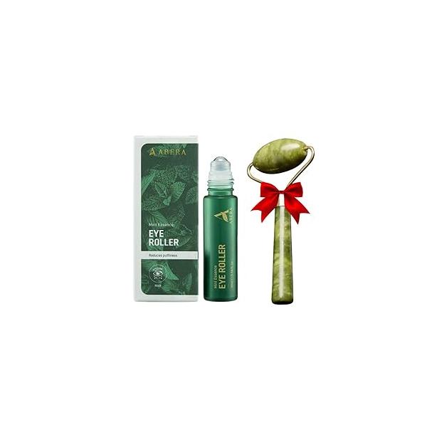 Abera Under Eye Roller for Men - Serum Puffy Eyes & Dark Circles, with Mint Essence, Vitamin C, Peptides Anti-Aging Benefits 0.34 Fl Oz