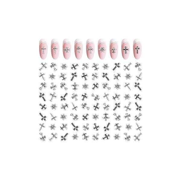 Artdone Nail Art Studs Kit, 12 grids 8 Colors 3D Charms and Pink Mix White Star Heart Moon Cute Jewels for DIY Decoration with Pickup Tools