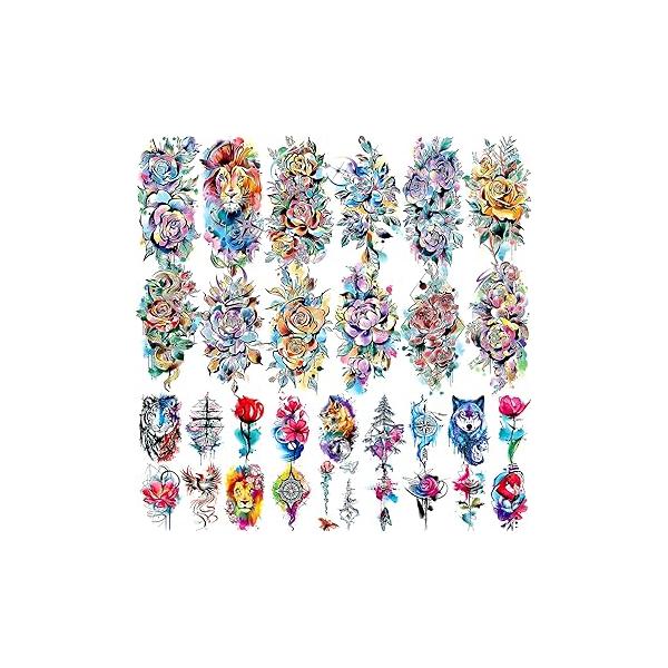 Aresvns St. Patrick's Day Temporary Tattoo 24 Sheets Green Shamrock, Lucky Clover Tattoos Art Make up Deco Irish Party Favors For Men And Womem