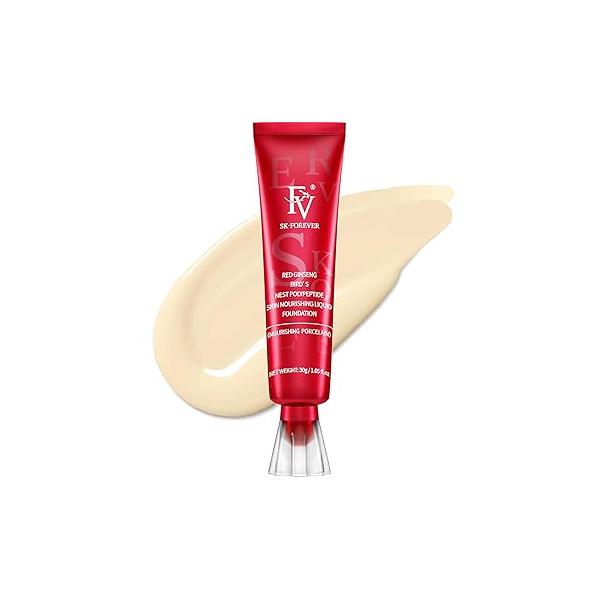 FV Waterproof Liquid Foundation, Dewy Finish Long Lasting Lightweight Medium Coverage Face Makeup for Normal & Dry Skin, Cruelty Free, Porcelain, 30ml
