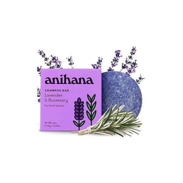 ANIHANA Shampoo Bar for Thin Fine Oily Hair Gives Volume & Body Natural Healthy Look and Shine Paraben Free Lavender Rosemary 2.29 oz