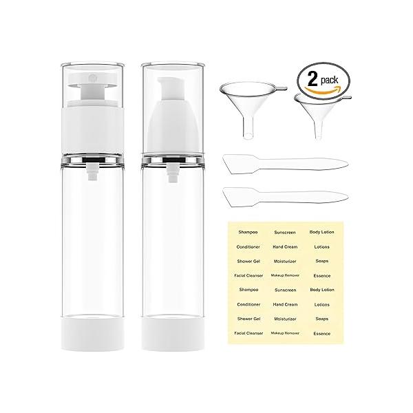 Acrylic Travel Bottles for Toiletries with Label 1.7 Oz 50ml Empty Refillable Leakproof Lotion Dispenser Hand Cream Liquids Makeup Skincare - 2Pack
