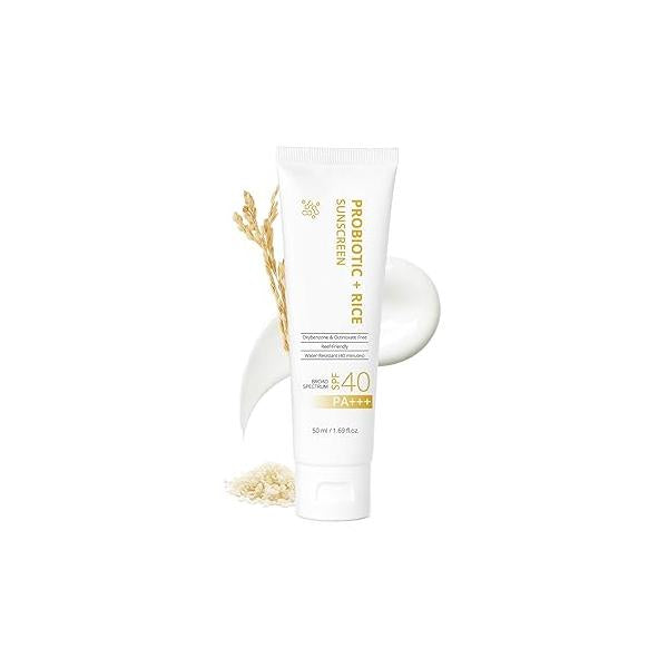 Gentle SPF 40 Daily Face Sunscreen, Broad Spectrum UVA/UVB Protection, Hydrating Facial & Body Sunscreen with Fermented Rice Water Prebiotics, Non-Greasy for All Skin Types