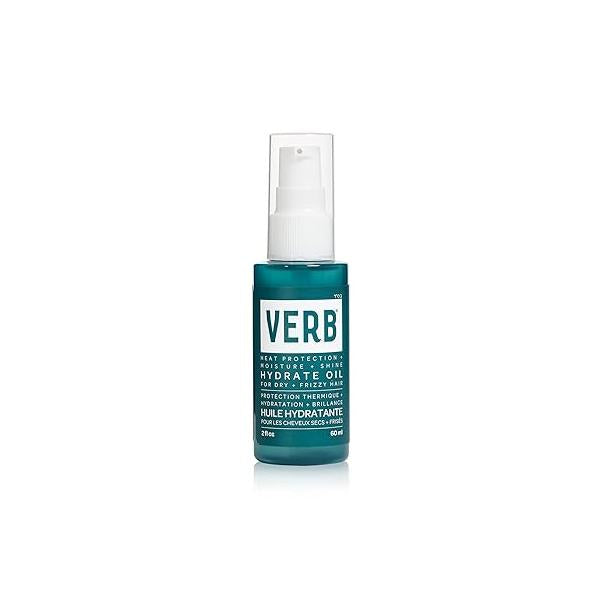 VERB Hydrate Oil - Add Moisture -Increases Shine Smooth Frizz Heat Protection for Dry + Frizzy Hair Amber Warm Jasmine Scent