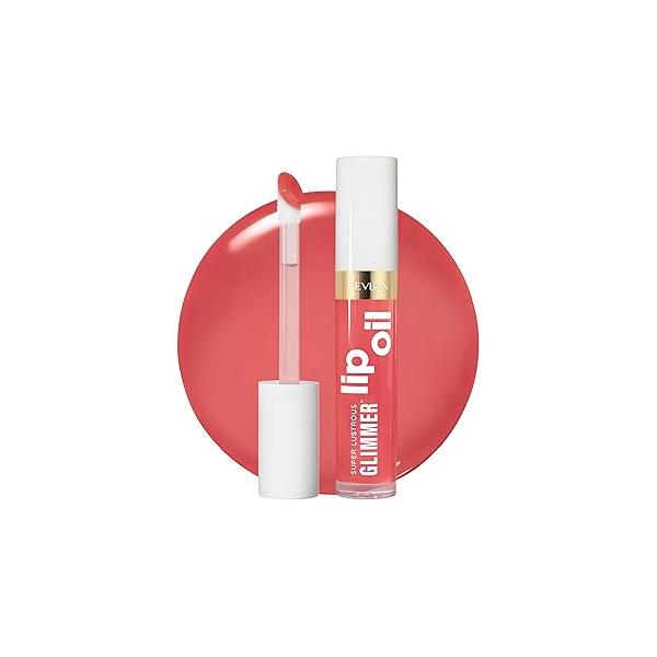 REVLON Super Lustrous Glimmer Lip Oil, Moisturizing & Tinted, Shiny Finish, Made with Plant-Based Squalane, 005 Vio-lit, 0.13 fl oz