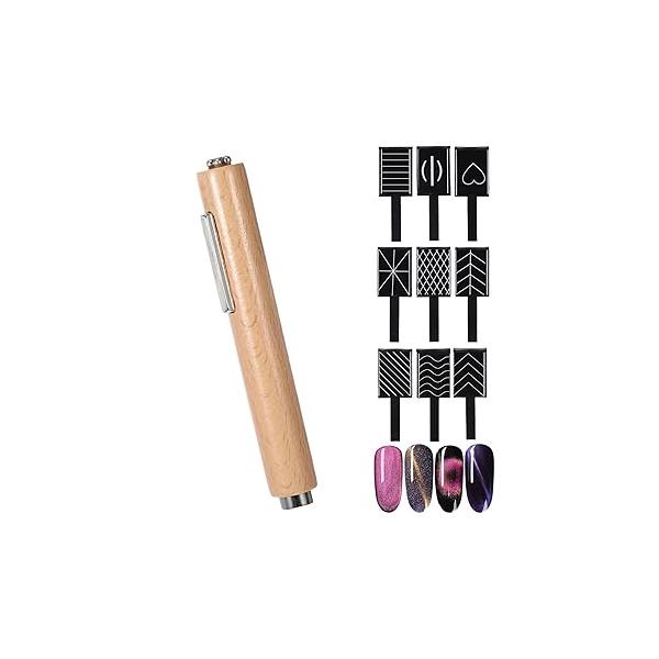 10PCS Cat Eye Magnet for Nails, 3-in-1 Multifunctional Nail Art Tools, Gel Polish with Heart - Shaped & Standard Magnetic Aids Options DIY Stunning Design(Black Walnut)