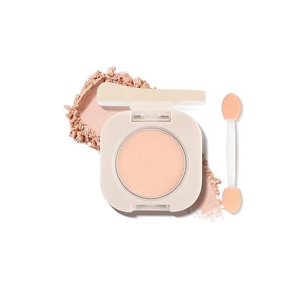 Single Matte Eyeshadow with Brush, Nude Beige Brown Eye-Shadow Palette Makeup Kit, Silky Fine Pressed Eye Shadow Powder Lightweight & Ultra-Blendable Formula for Daily Natural Make-Up (#06)