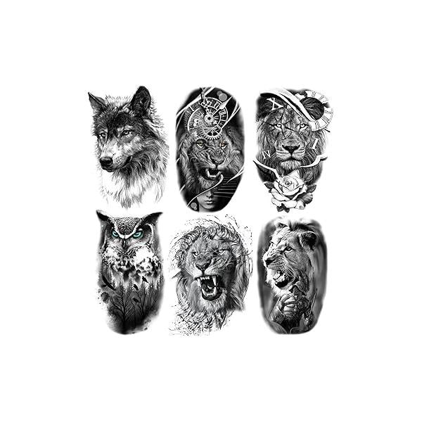 6 Sheets Temporary Tattoos Large Koi Fish Body Sticker for Men Women Waterproof Fake