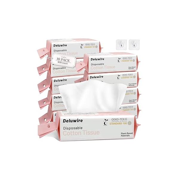 800 Count Disposable Face Towels, Soft & Skin Friendly Towelettes Disposable, Facial Tissue Dry Wipes for Women Cleansing