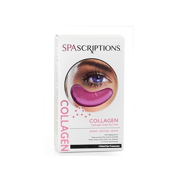 SpaScriptions Underyes Treatment Hydrogel Cucumber Hydrating Under Eye Pads for Dark Circles and Puffy Eyes- 4 Pairs