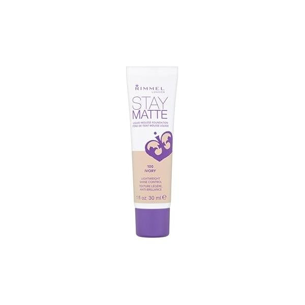 Rimmel London Stay Matte Liquid Mousse - 091 Light Ivory Foundation, Lightweight, Shine Control, Oil-Free, 1oz