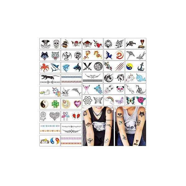Yazhiji 36 Sheets Temporary Tattoos for Kids Boys Girls Adults Great Party Favors and Decorations