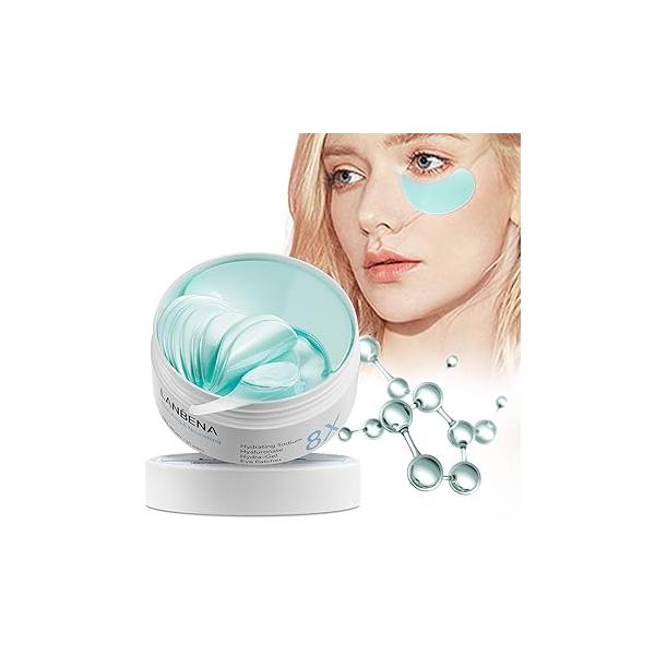 8X Hyaluronic Acid Under Eye Patches(30 Pairs) -Cooling Masks for Deep Moisturizing, with Ectoin Niacinamide Hydra-Gel Collagen, Puffy Eyes Treatment, Fine Lines & Wrinkles Reduce