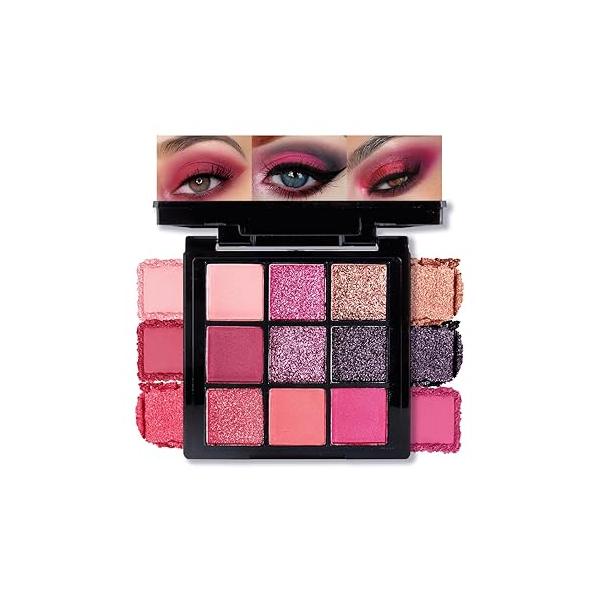 AMY'S DIARY Matte Shimmer Light Deep Blue Eye Shadow Palette Makeup,Eyeshadow Long Lasting Waterproof Cruelty-Free, 9 Blendable Shades in Smooth Finishes with Gorgeous Pearls for Girls (Blue)