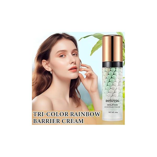 2 Pcs One Step Color Corrector,Natural Isolation Cream,Face Primer Makeup Tricolor Tinted Moisturizer,Oil Control & Moisturizing Skin Tone Correcting and Brightening Concealer Foundation