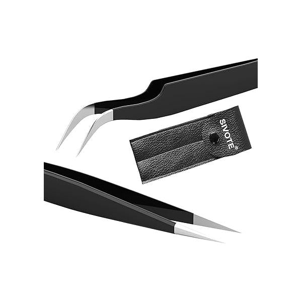 SIVOTE Lash Tweezers for Eyelash Extensions, Pack of 5 Peach - Extension Set with Diamond Grip, Precision Fiber Tip Volume Extensions