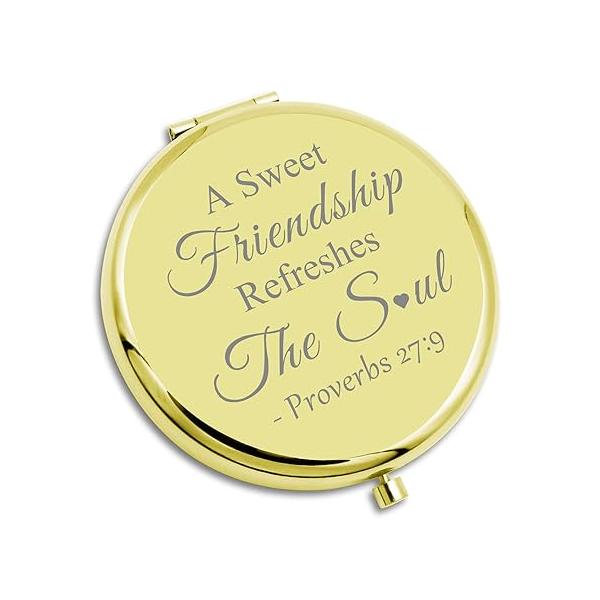 Baptism Gifts for Best Friend Compact Makeup Mirror Religious Friendship Encouragement Scripture Folding Bible Verse Presents Christian Friends Easter Prayer