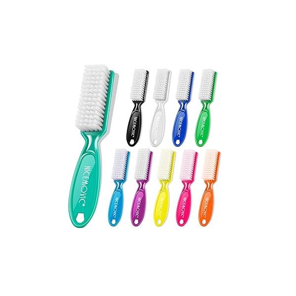 10 Pcs Handle Grip Nail Brush, NICEMOVIC Hand Fingernail Cleaner Brush Manicure Tools Scrub Cleaning Brushes Kit, Use for Toe and (Bright Colors)