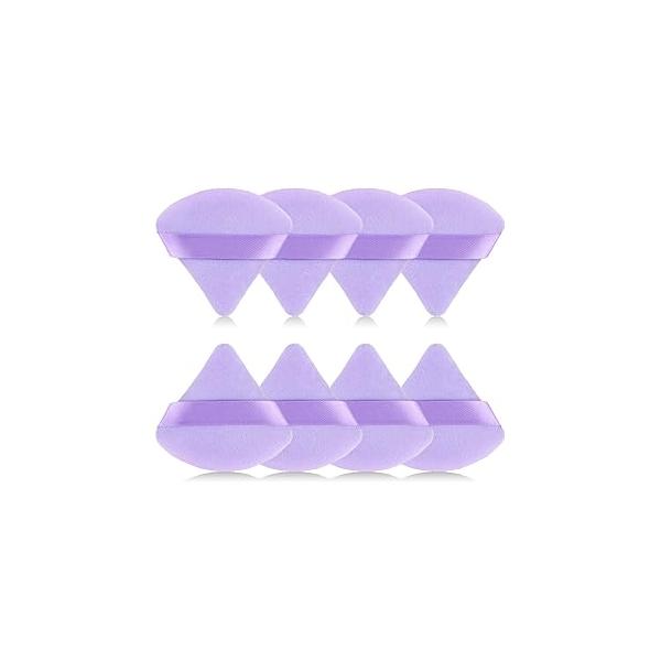 8Pcs of Triangular Powder Puff Makeup Sponges, Made Super-soft Velvet, Designed for Contouring, Eye, and Corner, Beauty Blender Foundation Mixing Container.(Black)