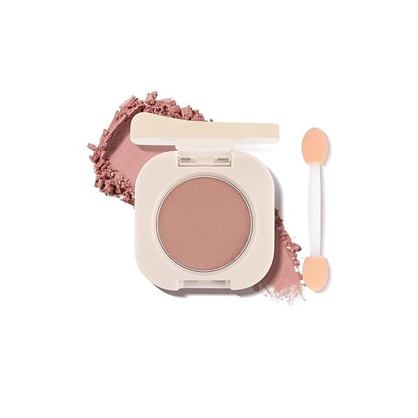 Single Matte Eyeshadow with Brush, Nude Beige Brown Eye-Shadow Palette Makeup Kit, Silky Fine Pressed Eye Shadow Powder Lightweight & Ultra-Blendable Formula for Daily Natural Make-Up (#06)
