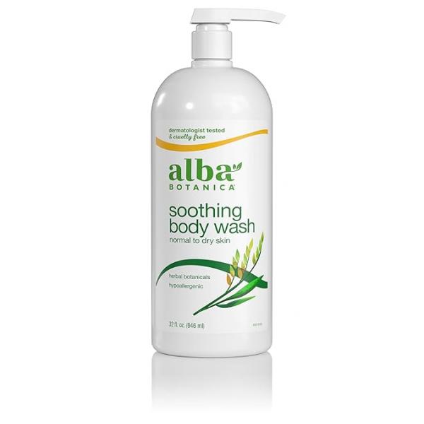 Alba Botanica Soothing Body Wash, Normal to Dry Skin, with Herbal Botanicals, 32 Oz (Packaging May Vary)