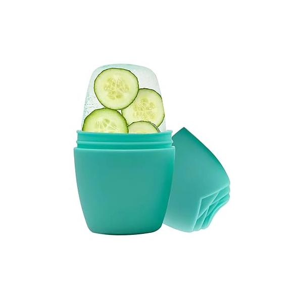 Ice Roller for Face, Qewro Silicone Tone skin, Reusable Eye Puffiness Relief, Mold Neck, Facial to Remove Fine Lines Pores Anti Wrinkles (Green)