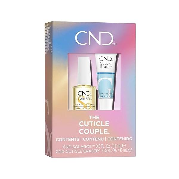 CND Cuticle Couple, SolarOil + Eraser, Natural Blend Oils, Moisturizes and Conditions Skin, Gentle Exfoliator, 0.5 fl oz.