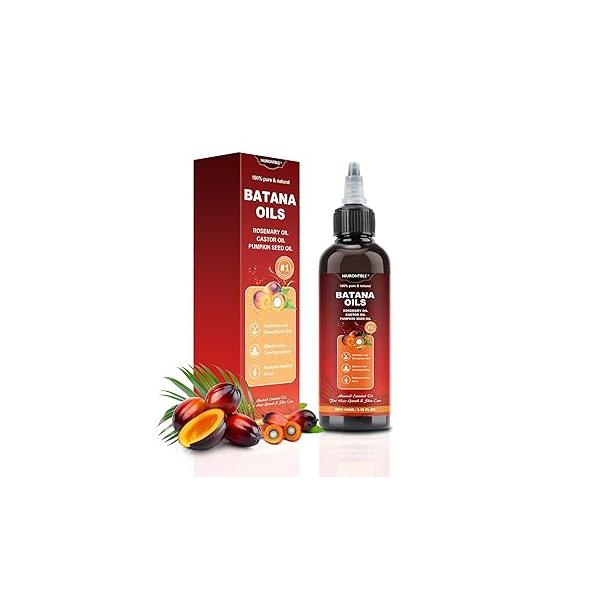 Batana Oil for Hair Growth Dr Sebi - 4-in-1 100% Pure & UnrefinedHonduran with Rosemary, Castor,Nourishes, Enhances Thickness, Prevents Loss, Eliminates Split Endsfor All Types (100ML)
