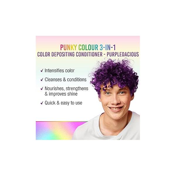 Punky Colour 3-in-1 Color Depositing Hair Cleanser & Conditioner, 8.5 fl oz. (Purpledacious)