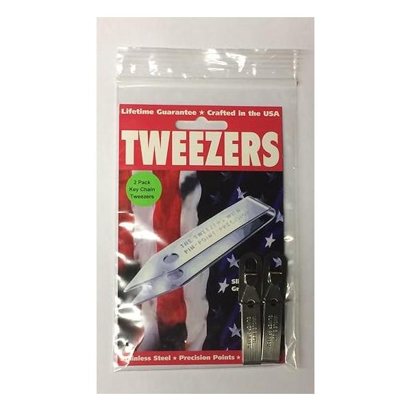 2 Pack Uncle Bill's Sliver Gripper Precision Key Chain Tweezers