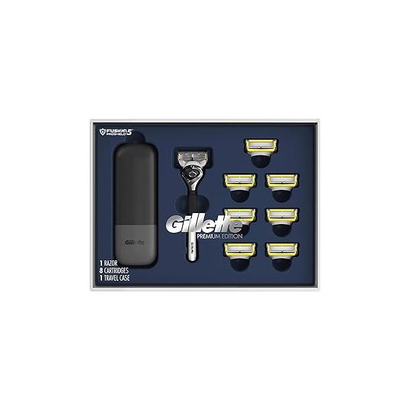 Gillette ProGlide Shield Premium Edition Razors for Men, 1 Razor, 8 ProShield Razor Blade Refills, Travel Case