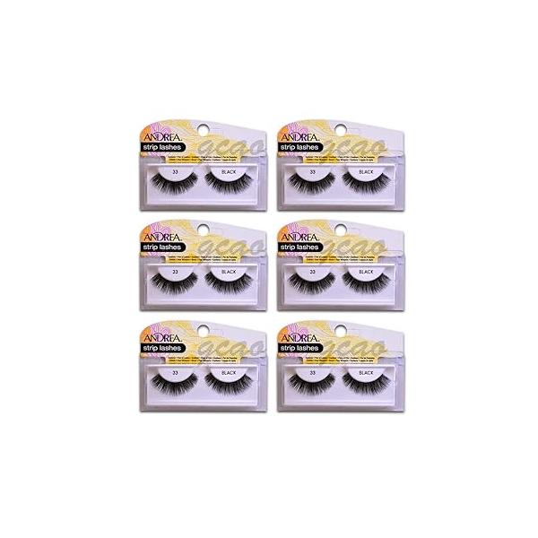 Andrea Strip Lashes, Black [33] 1 pair (Pack of 6)