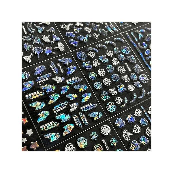 30 Sheets Gold Nail Stickers - French Tip Line Art 3D Self-Adhesive Geometric Star Letter Decal for Women