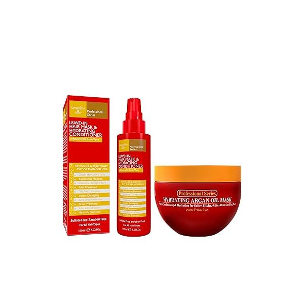 Argan Oil Deep Conditioner and Leave-in Bundle - Repairing, Rejuvenating, Revitalizing Combo for Dry Hair